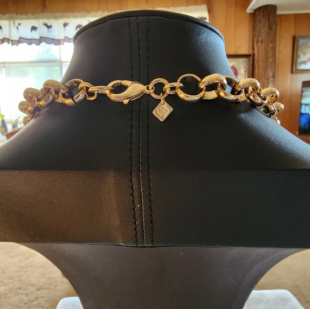 BANANA REPUBLIC Gold-Tone Statement Necklace with Aqua, White, and Ivory Accents - Picture 7 of 7
